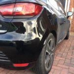 After photo of Renault Clio bumper scuff repair in Hinckley – completed by CAR Cosmetic Auto Repairs mobile service
